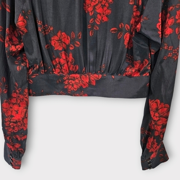 Marissa Webb Collective Navy Floral V-neck Blouse - Picture 7 of 15